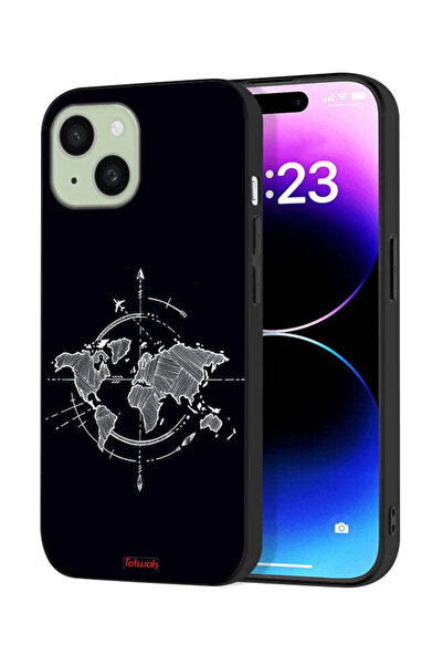Tolwak غطاء حماية لجهاز آيفون 15 من آبل برسومات البوصلة