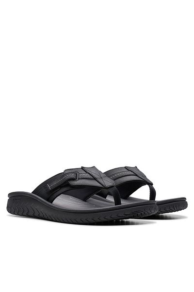 CLARKS Men's Flip-Flops black CLARKS-26176988 BLACK LEATHER