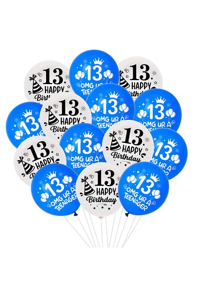 Choice Other Blue 20Pcs Blue And White Theme Printed Balloons,With Happy Birthday And Omg Ur A Teener Lette