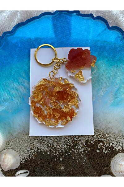 Yopoksi Desing سلسلة مفاتيح من ورق الذهب الايبوكسي