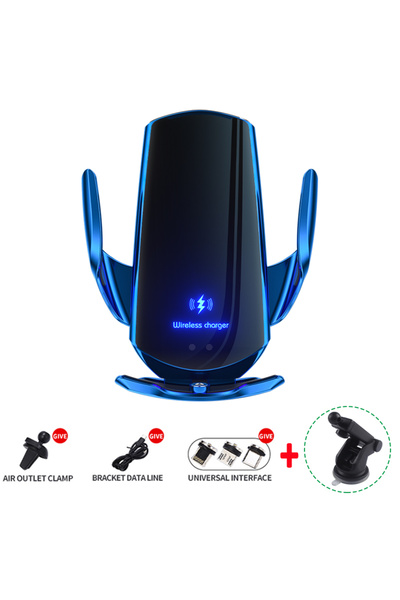 Vikefon شاحن لاسلكي للسيارة أزرق اللون بقوة 15 واط مزود بقاعدة تثبيت مغناطيسي...