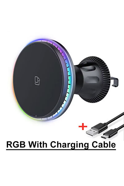 Vikefon مع كابل RGB 30 واط شاحن سيارة لاسلكي مغناطيسي RGB لهاتف iPhone 12 13 ...