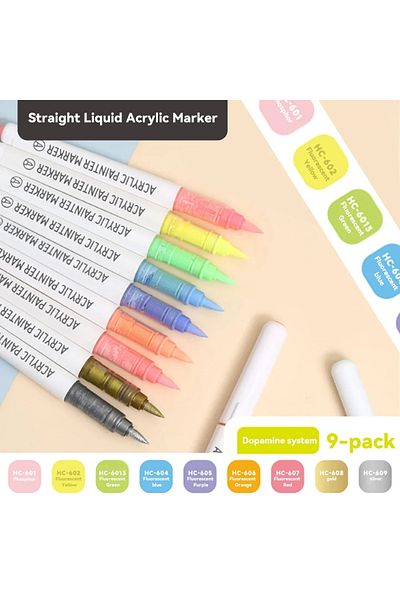 Choice SET E 9pcs/Box Mix Color Acrylic Markers Set Art Rock Painting Pens Kids Gift Graffiti For Stone Gla