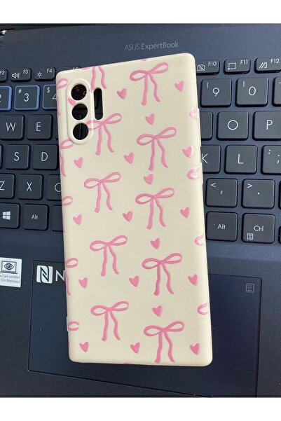 Newon SAMSUNG GALAXY NOTE 10 PLUS KURDELE/FİYONK BASKILI İÇİ KADİFE SİLİKON TELEFON KILIFI