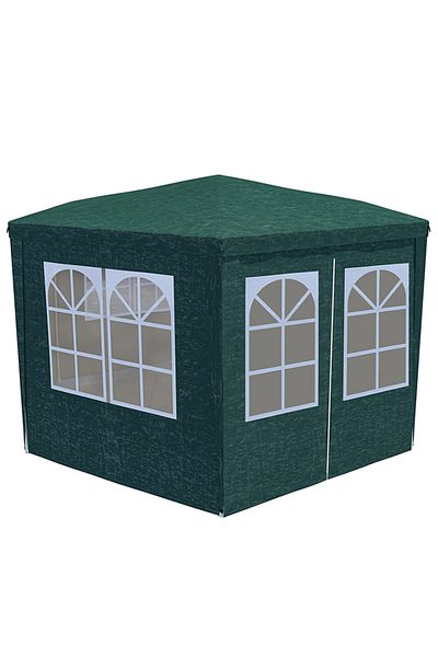 SERSIMO Cort pavilion de gradina hexagonal, 200x200cm, cu pereti laterali cu ferestre, rezistenta UV, verde