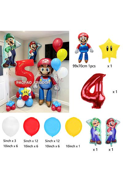 Miniso 1 pack A 4 Super Mario Balloons Arch Garland Latex Balloons Super Mario Birthday Party Baby Shower D