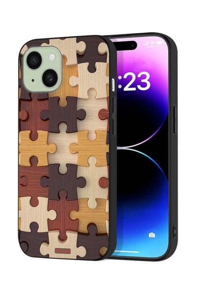 Tolwak Apple iPhone 15 Protective Case Cover Wooden Pattern