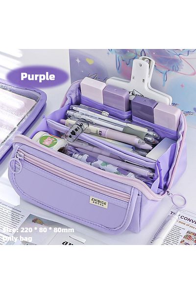 Choice Purple Prism Pencil Case Large Capacity Student Stationery Case Pencil Bag High Value Stationery Bag