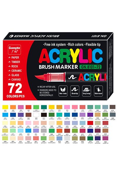 Choice 72 colors 12/24/36/72 Colors Acrylic Markers Brush Pens for Fabric Rock Painting Pen Stone Ceramic G