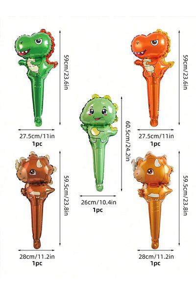 Choice Other 5pcs 5pcs dinosaur, space and animal themed handheld stick balloons for birthday, baby shower,