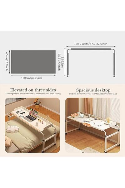 Generic Overbed Table with Wheels, Adjustable Laptop Desk, Mobile Standing Laptop Table, Queen Size Mobile C