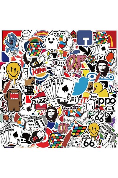 Choice 100PCS 100PCs Fashion Cool Brand Logo Stickers Aesthetic Motorcycle Phone Car Skateboard Laptop Stic
