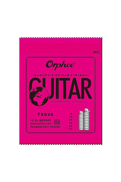 Choice TX640 Orphee Acoustic Guitar String 6Pcs/Set Hexagonal Core Full Bright Tone Folk Guitar String TX62