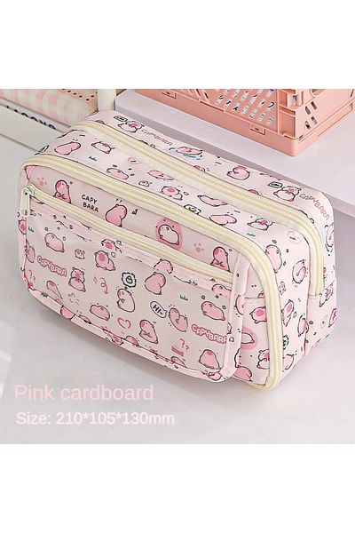 Choice Pink High Quality Kapibara Cartoon Pencil Case with Flip Top for Easy Access and Large Capacity for