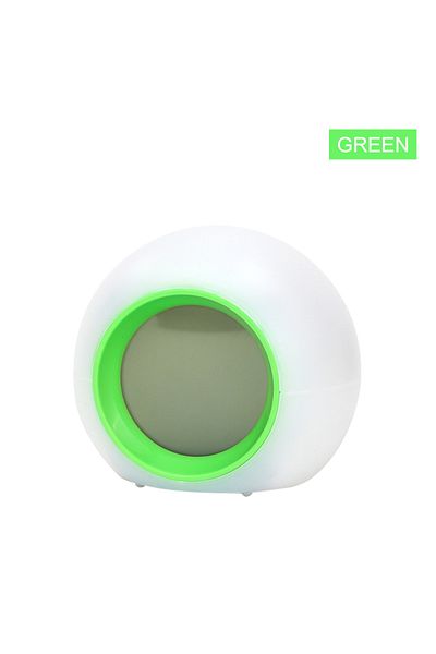 Choice Green Standard Creative 7 Colorful Round LED Light Alarm Clocks Time Date Display Temperature Detect