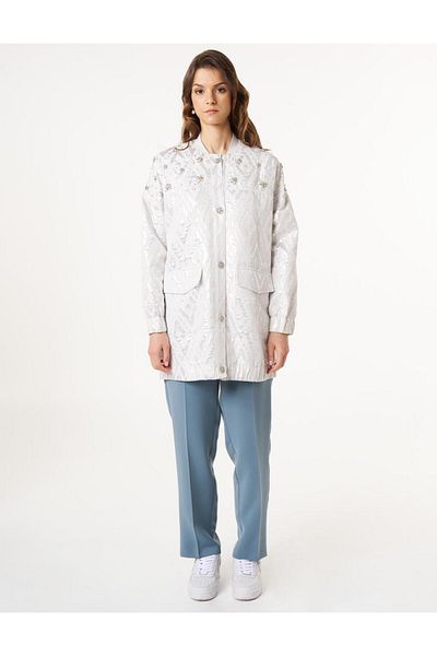 Kayra Diamond Pattern Jacquard Jacket