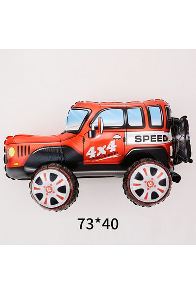 Choice Other AS PICTURE 3D Jep car red 3D Stereo Cartoon Assembled Car Aluminum Film Hot Wheels Party Ballo