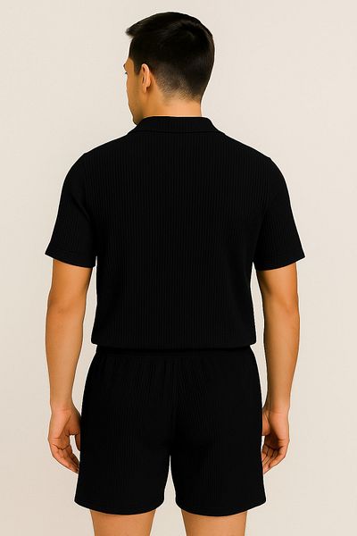 Trendy Merry Store Lyc Ottoman Lycra Fabric Summer Men's T-Shirt-Shorts Set