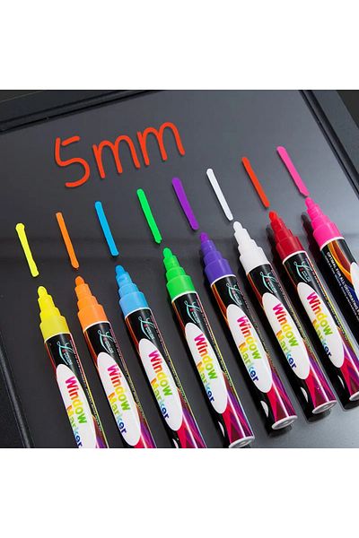 Choice 5mm 8pcs set 8 Color/set LED Highlighter Fluorescent Marker Pens Erasable Chalk 5/6/8/10mm Stationer
