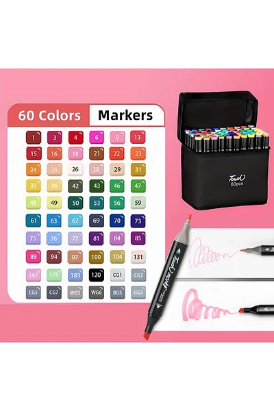 Choice 60 Colors 30/40/60/80 Colors Alcohol Felt Markers Pens Dual Tip Permanent Artist Art School Supplies