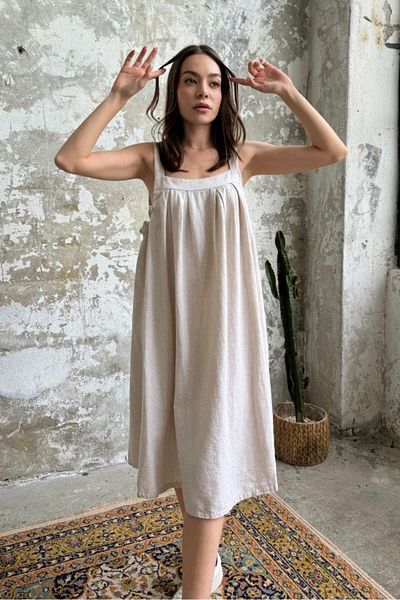 Suzi ΦΟΡΕΜΑ SALOPET ΧΡΩΜΑ ΠΕΤΡΑ 100% ΛΙΝΑΡΙ CR1592