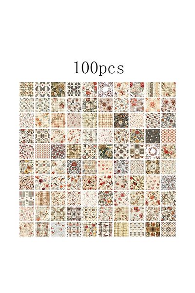 Choice B 100pcs Vintage Paper Multi Style Deco Retro Stationery Supplies Writing Paper Junk Journal Label .