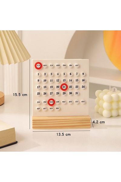 Choice white 1pc Wood Perpetual Calendar Montessori Calendar Cute Desk Calendar Adjustable Week Month Date