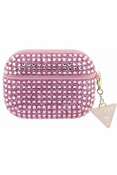 Guess Guess Rhinestones Triangle Metal Logo Protective Case for AirPods Pro 2, Pink