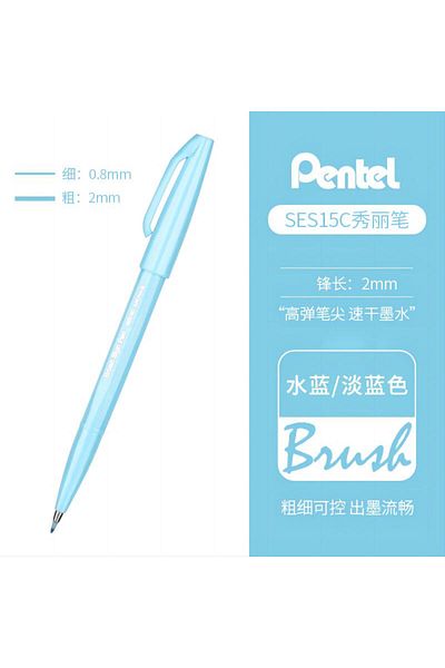 Choice Pale Blue S2X 1PC Pentel Fude Brush Touch Sign Pen Bright Pastel Colors with A Flexible Tip That All