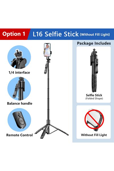 Choice L16 No Light L16 1530mm Wireless Selfie Stick Tripod Stand Foldable Monopod for Gopro Action Cameras