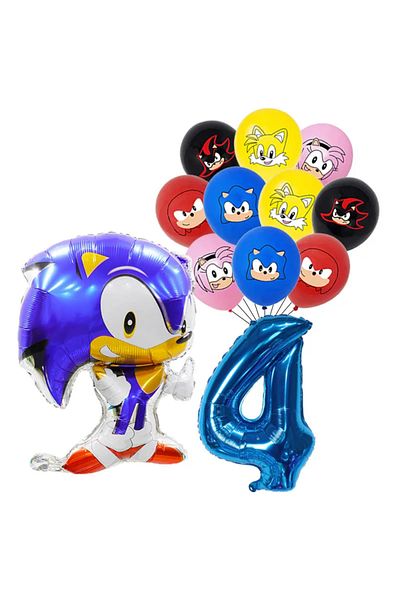 Miniso set 12pcs 12pcs Anime Sonic The Hedgehog Balloon Number Foil Globos 1 2 3 4 Years Old Birthday Party