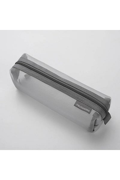 Choice GRAY Mesh Pencil Case Transparent Pens Pouch Cute Simple Aesthetic Bag Organizer Office School Suppl