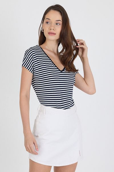Rodi Tricou negru pentru femei cu decolteu în V față spate 0003