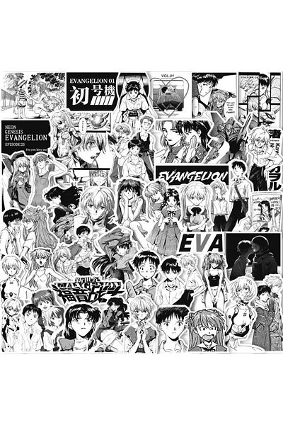 BANDAI DMTZ494-60pcs 60pcs Black and White Neon Genesis Evangelion Cartoon Cute Mobile Phone Case Water Bot