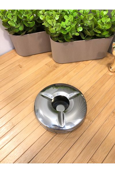 Snow Homs Stainless Steel Ashtray with Stainless Lid, 12 Cm, No Odor for 3 Persons