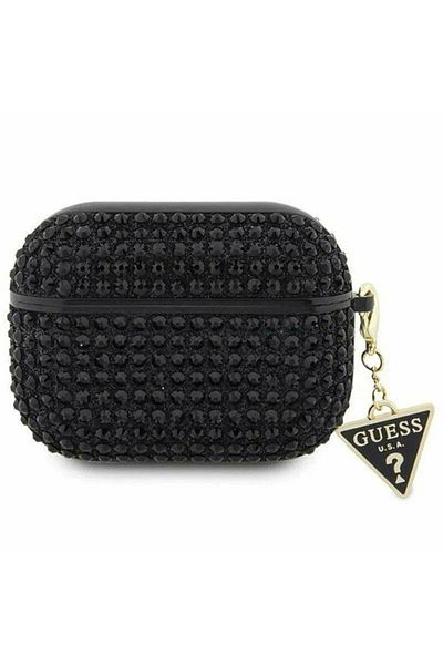 Guess Guess Rhinestones Triangle Metal Logo Protective Case for AirPods 3, Black