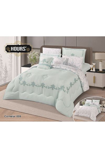 HOURS Double-sided embroidered microfiber bedspread - 8 pieces