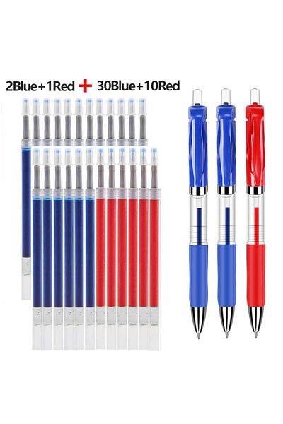 Choice Blue red set-43 Pcs 43 PCS Gel Pens Refills Set Kawaii Stationery writing pen Black/red/blue ink 0.5