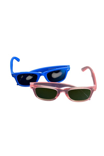 CHANCE GİFT 2 Pcs Girls-Boys Mirrored Sunglasses Brother Sunglasses Combination Uv400 Protected Rb Case