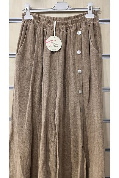 Park Moda Italian Linen Trousers with Button Detail