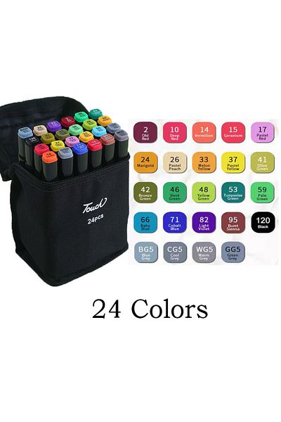 Choice 24 colors 24-60 Colors Oily Art Marker Pen Set for Drawing Double Headed Sketching Tip Based Markers