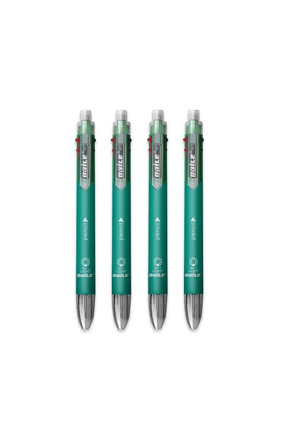 Choice Multi-Colored 4Pcs Green 6 in 1 MultiColor Pen Ballpoint Pen Set Retractable 5 Colors and Mechanical
