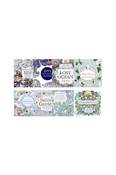 OEM Σετ 8 βιβλία ζωγραφικής, 192 σελίδες, Ζεν, Μαντάλα, 18,5x18,5 εκ., Πολύχρωμα