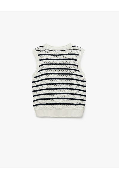 Koton New Season Openwork Crew Neck Sleeveless Knitwear Singlet