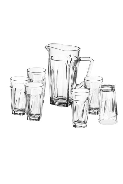 Delisoga Glass Pitcher and Cups Set 7 Pieces