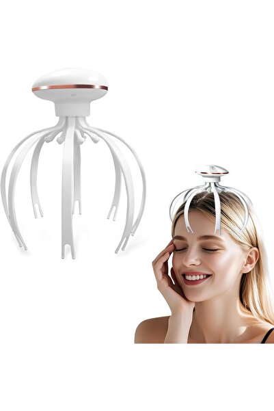 Coverzone Ahtapod Model Baş Masaj Aleti Şarjlı Fizyoterapi Kafa Masajı Rahatl...