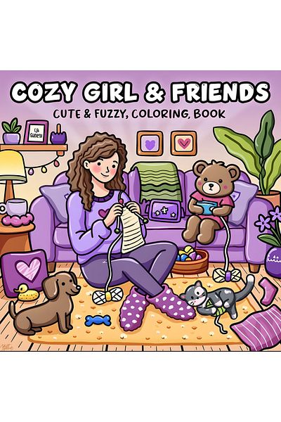 Choice MULTI COZY GIRL & FRIENDS Bold-easy Patterns Coloring Book for Adults Cute Drawing Book Perfect Gift