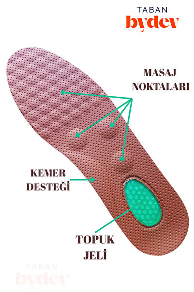 Bydev Taban Jel Destekli Ayakkabı Iç Taban Taba Renk Ortopedik Ayakkabı Tabanı