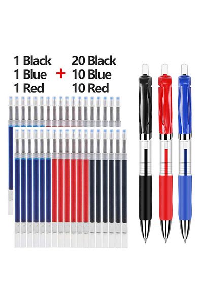 Choice Mixed 3 Color-43 Pcs 43 PCS Gel Pens Refills Set Kawaii Stationery writing pen Black/red/blue ink 0.