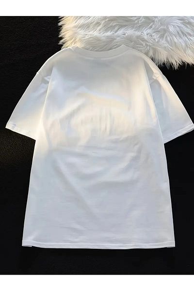vikitekno Oversize Summer Cat Printed Design Women's T-Shirt